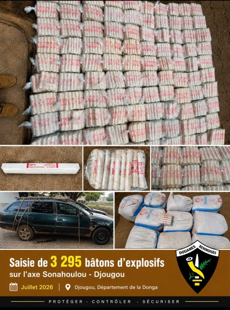 Atacora-Donga: Saisie de 3295 bâtons d'explosifs